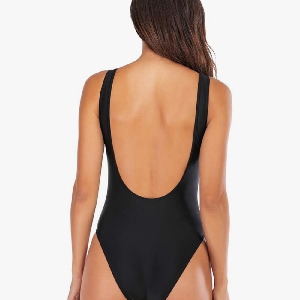Black One Piece Swimsuit with Scoop Neckline S Brand New - Picture 2 of 6